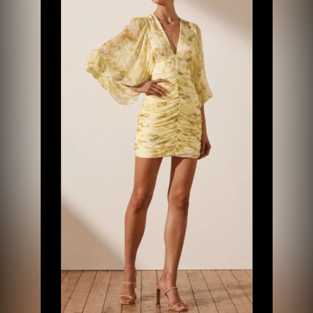 Shona Joy Floral Yellow Mini Dress